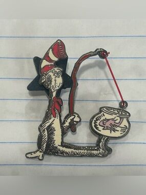 Cat in the Hat Fishing Enamel Pin. Universal Studios Pin Trading. EUC. Dr. Seuss
